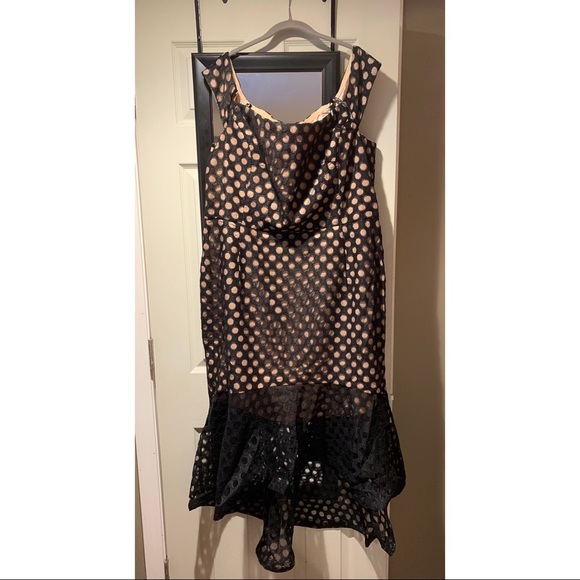 Black and tan polka dot city chic dress - Picture 1 of 4